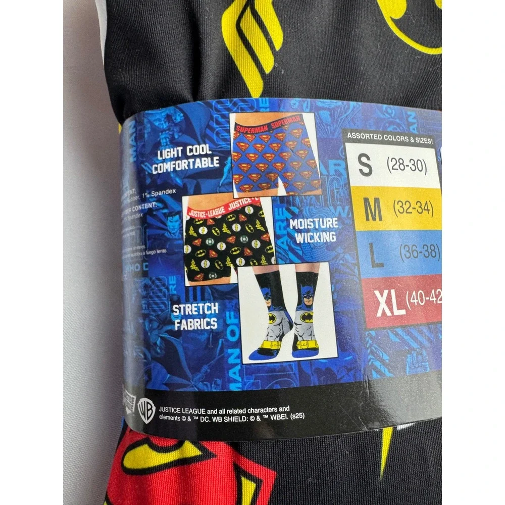 DC Comics Justice League 3 Pack Boxer Brief & 2 Crew Socks Mens Large NWT